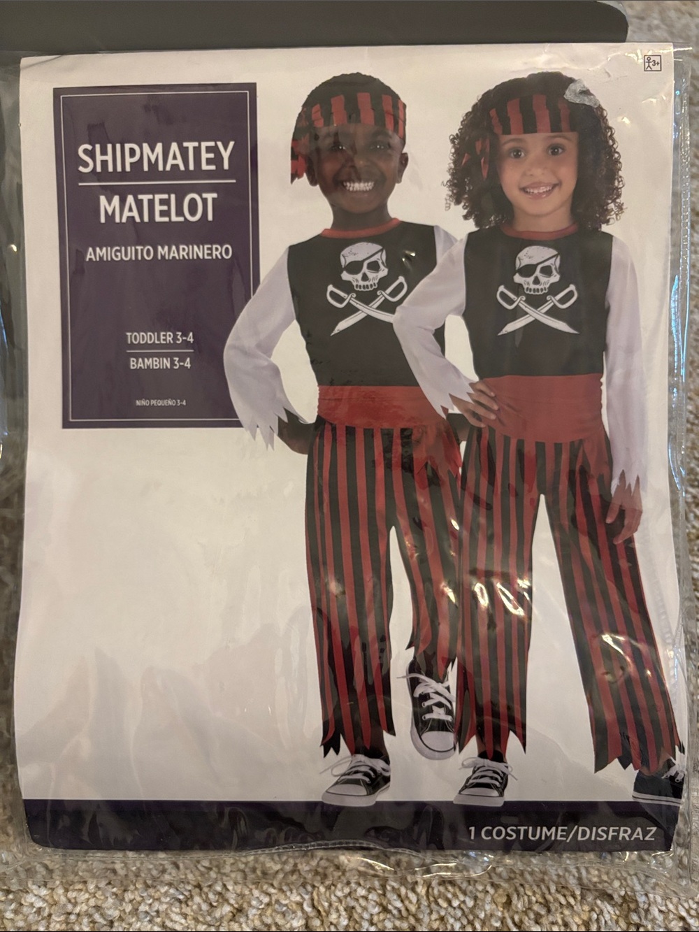 Party City Red and Black Pirate Shipmatey Costume